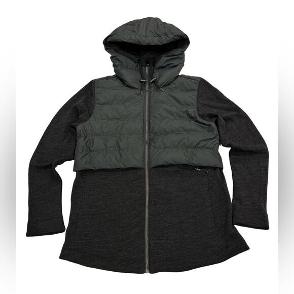 Nau Jackets & Blazers - Nau Hybrid Down Puffer Jacket Womens Size S Black Hooded Wool Blend Full Zip